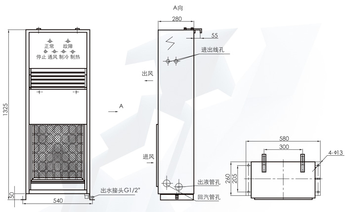 T-4DRF 冷风机室内机外形尺寸图